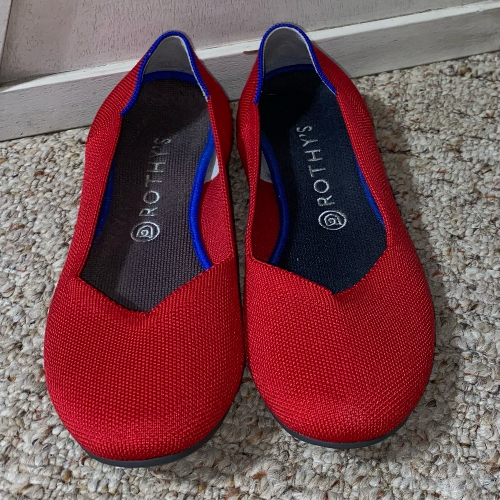 Rothy’s Chili Red Round Toe Flats, Great for Christmas!